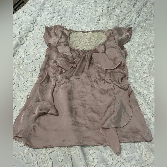 Tops - Ruffle Y2K babydoll Fairy lace blouse silk satin flowy top cap ethereal feminine